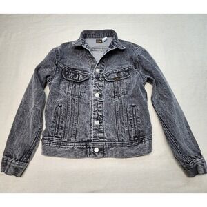 Vintage Youth Lee Riders Black Denim Jean Jacket USA Union Made 14 524-0201